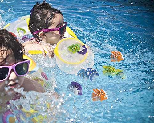 Blue Panda Piscina de Saltos Juguetes Â € “13 Paquete subacuáticas Juguetes para niños, Buceo de Captura de línea, Incluye 1 La Captura de 13 Red de Pesca, Multicolor