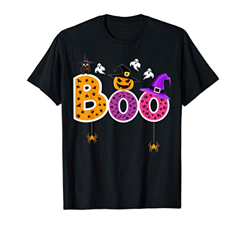 Boo Halloween Costume Spiders, Ghosts, Pumkin & Witch Hat Camiseta