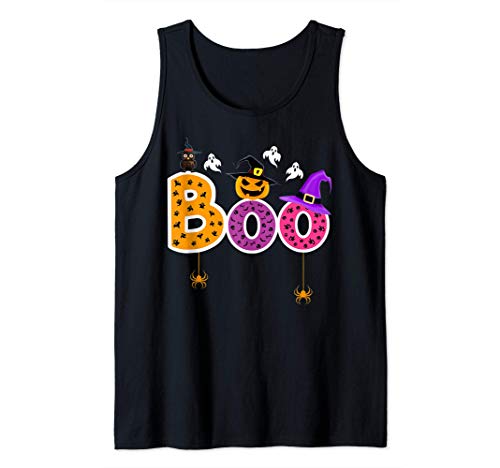 Boo Halloween Costume Spiders, Ghosts, Pumkin & Witch Hat Camiseta sin Mangas