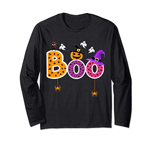 Boo Halloween Costume Spiders, Ghosts, Pumkin & Witch Hat Manga Larga