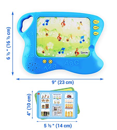 Boxiki kids Pad de Aprendizaje en Inglés con 10 Cartas educativas Tablero Infantil con Funciones Toca y aprende | Set de Aprendizaje Electrónico Educativo