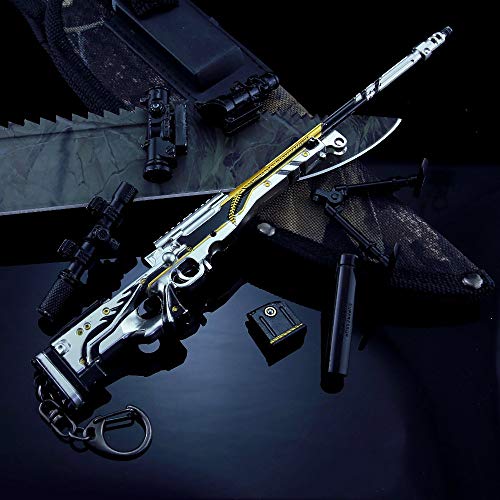 BYWL Rifle de francotirador AWM de metal 6 piezas de pistola de aleación de arma, modelo de figura de arte, juguete de utilería para decoración de manualidades, llavero de regalo para niños