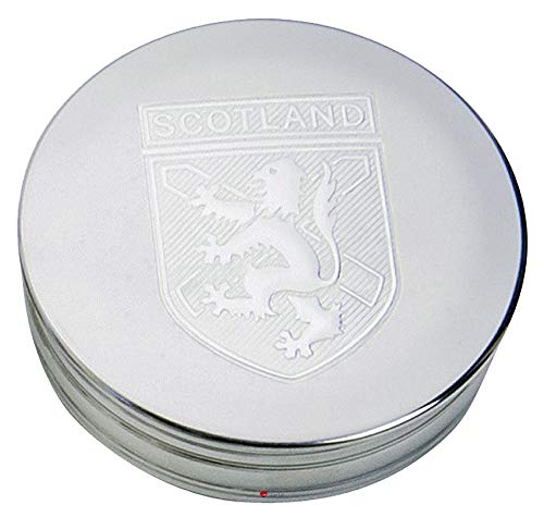 Caja de Baratijas de Peltre Gran León de Escocia Rampante St Andrew Cruz Tapa en Relieve 90mm