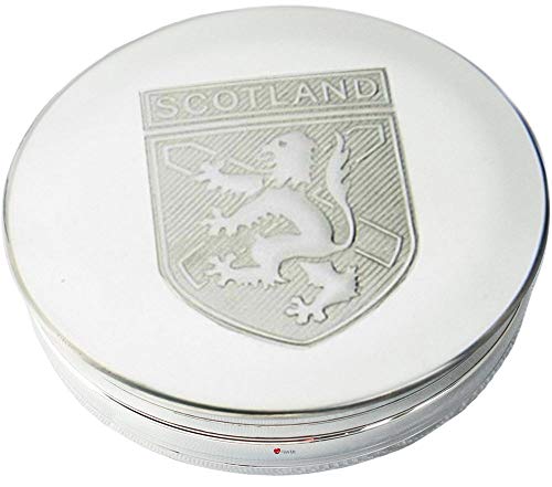 Caja de Baratijas de Peltre Gran León de Escocia Rampante St Andrew Cruz Tapa en Relieve 90mm