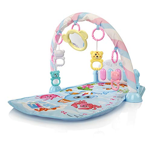 Calma Dragon Manta de Gimnasio para Bebes, Alfomba Musical con Piano, Esterilla con Juegos Infantil, Actividades y Juguetes para el Suelo. Ancho: 48.5cm, largo: 72cm (Celeste)