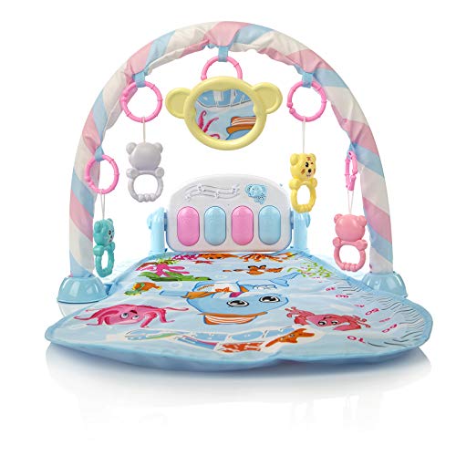 Calma Dragon Manta de Gimnasio para Bebes, Alfomba Musical con Piano, Esterilla con Juegos Infantil, Actividades y Juguetes para el Suelo. Ancho: 48.5cm, largo: 72cm (Celeste)