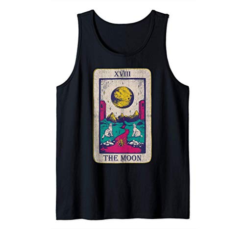 Carta del Tarot La Luna XVIII Oculto Vintage Lobo Luna Camiseta sin Mangas