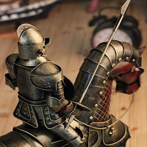 ChangHua1 Adornos retro, armadura de hierro forjado guerrero armadura caballero modelo barra suave decoración para el hogar modelo guerrero modelo 40 * 15 * 40 cm
