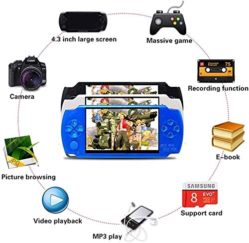 CHENNA Mini Consola de Juegos de Mano, Consola de Videojuegos portátiles 8GB, 4.3"Pantalla incorporada en 2000 Juegos clásicos, para Regalos de cumpleaños para niños niños Adultos