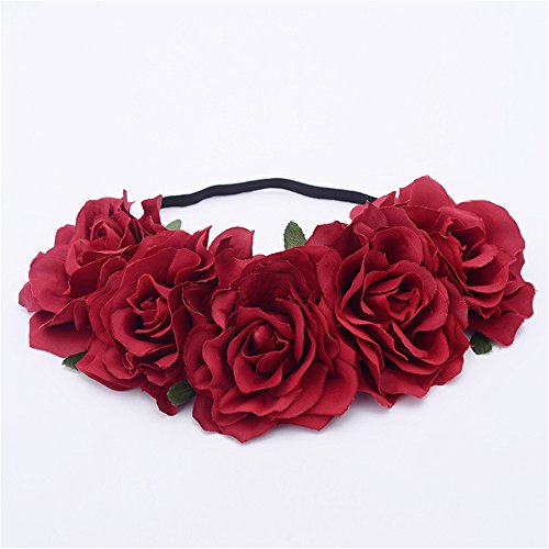 CHSEEO Corona de Flores Diadema Floral Elástica Guirnalda Flores Pelo Venda de Pelo Cinta de Pelo Cabeza Hairband Vinchas Headpiece para Festival Fiesta de Boda Fotografía #3