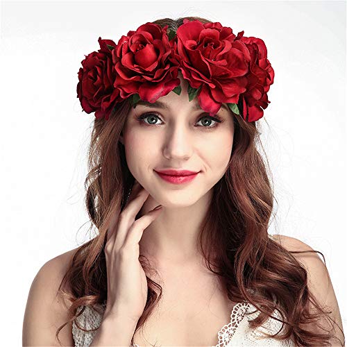 CHSEEO Corona de Flores Diadema Floral Elástica Guirnalda Flores Pelo Venda de Pelo Cinta de Pelo Cabeza Hairband Vinchas Headpiece para Festival Fiesta de Boda Fotografía #3