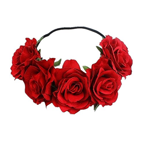 CHSEEO Corona de Flores Diadema Floral Elástica Guirnalda Flores Pelo Venda de Pelo Cinta de Pelo Cabeza Hairband Vinchas Headpiece para Festival Fiesta de Boda Fotografía #3