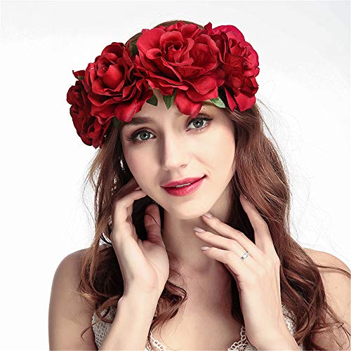 CHSEEO Corona de Flores Diadema Floral Elástica Guirnalda Flores Pelo Venda de Pelo Cinta de Pelo Cabeza Hairband Vinchas Headpiece para Festival Fiesta de Boda Fotografía #3