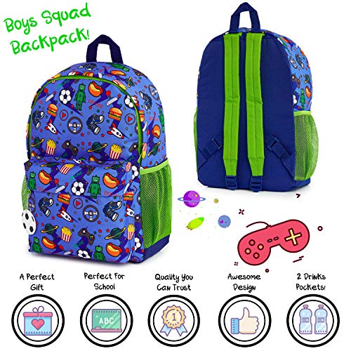 CityComfort Mochilas Escolares Juveniles, Mochila Escolar de Videojuegos y Mochila Camuflaje, Mochila Infantil para Colegio Deporte Viajes, Regalos para Niños y Adolescentes (Azul/Verde)