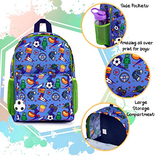 CityComfort Mochilas Escolares Juveniles, Mochila Escolar de Videojuegos y Mochila Camuflaje, Mochila Infantil para Colegio Deporte Viajes, Regalos para Niños y Adolescentes (Azul/Verde)