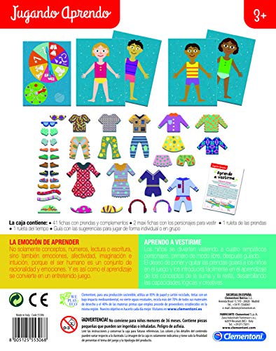 Clementoni - Aprendo a Vestirme Juego Educativo, Multicolor (55306)