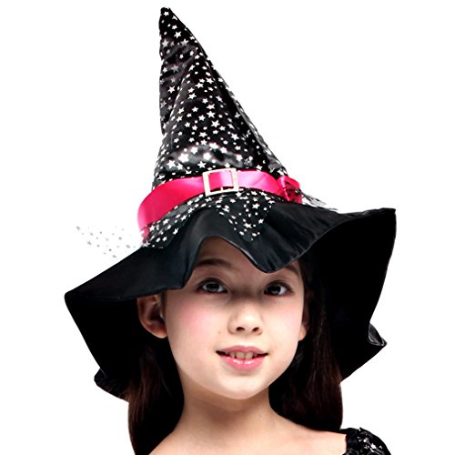 Cloudkids Disfraz de Bruja para Niñas Infantil con Sombrero de Bruja Hechicera- Niña - Disfraz - Carnaval - Halloween - Cosplay - Accesorios - Talla XL, 7 a 9 años