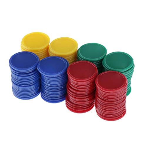 Contador de Plástico,Fichas de Bingo 200 Pack Bingo Chips Contador de Póker para Juegos Recursos de Aprendizaje 4 Colores 3.8cm