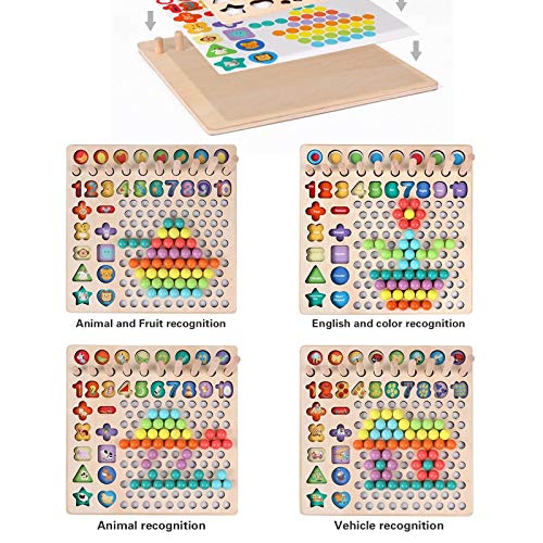 Coriver Montessori Juguete educativo, rompecabezas de madera 13 en 1, palos de educación temprana, rompecabezas con cuentas, juego de pesca magnético, manos para niños, ojos, entrenamiento cerebral