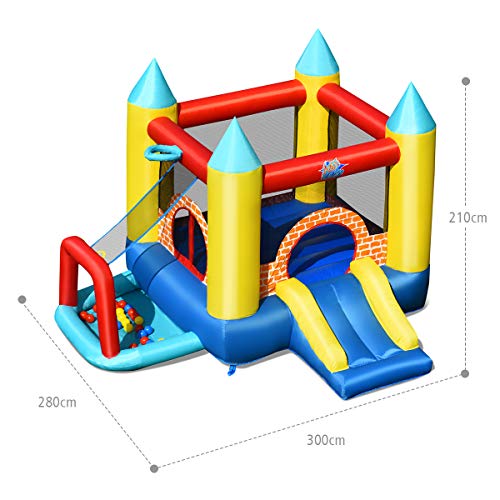 COSTWAY Castillo Hinchable con Tobogán y 30 Bolas para Infantil Centro de Juego de 300x280x210 cm Sin Soplador