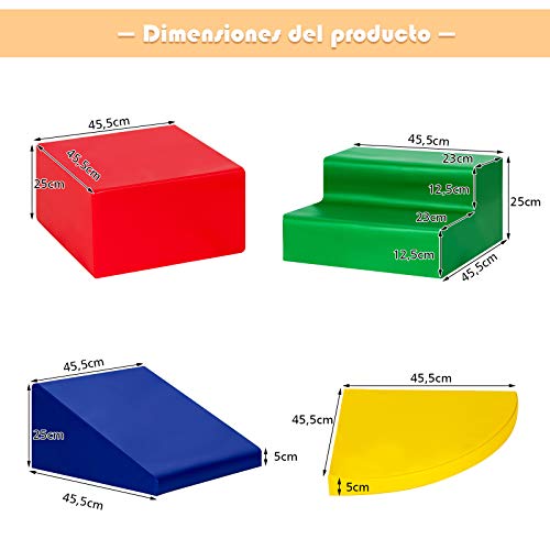 COSTWAY Juego de Bloques de Espuma Grandes para Bebé Bloques de Construcción Juguetes Educativos Ideal para Escalar Deslizar Gatear (Multi)