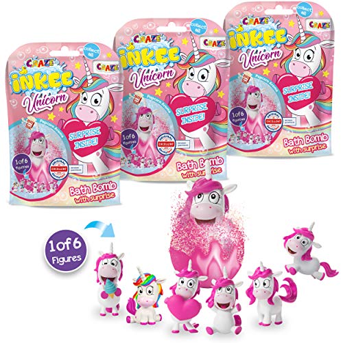 CRAZE INKEE - Juego de 3 Bombas de baño mágicas con Sorpresa de baño con Unicornio, Figuras de Juguete 29428