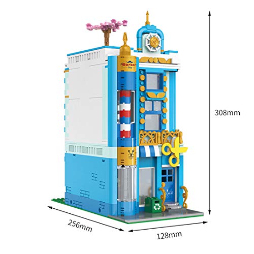 CT-Tribe Modelo de bloques de construcción de arquitectura, tiendas de peluquería, arquitectura modular con 1748 piezas y 4 minifiguras, compatible con Lego – 2 en 1