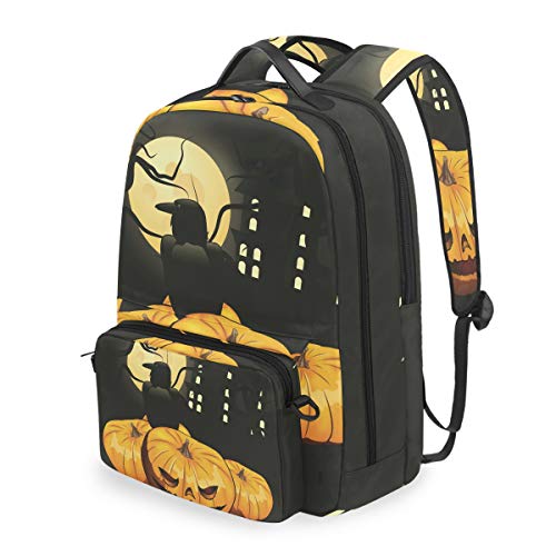 Cuervo De La Luna Oscura Mochila Escolar Impermeable Mochilas Escolares Bolso con Mensajero para Estudiante Niñas Niños