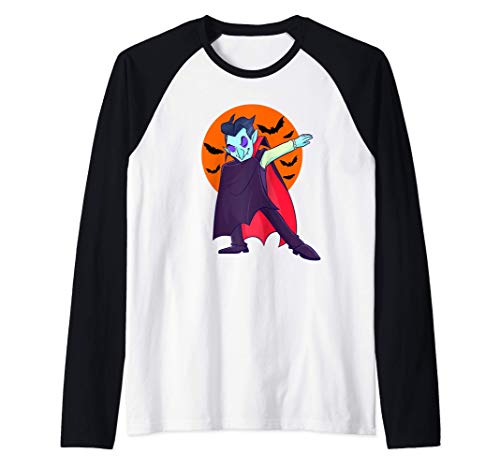 Dabbing Halloween Vampiro Bat Drácula Amante de la Danza Camiseta Manga Raglan