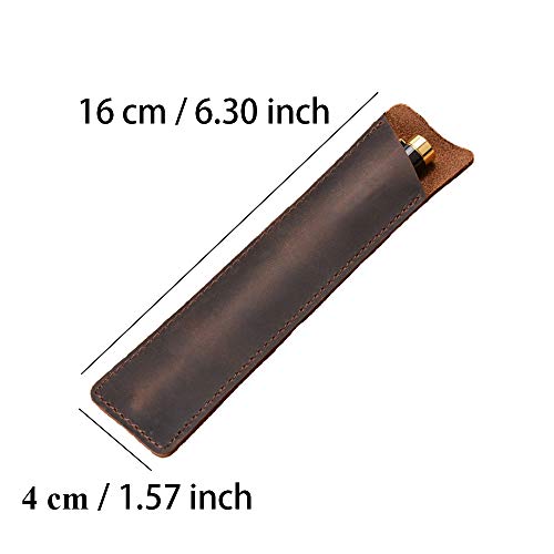 Daimay Cuero de caballo loco Sostenedor de la caja de la pluma Fuente hecha a mano Funda protectora de funda protectora para Bolígrafo, Stylus Touch Pen - Marron