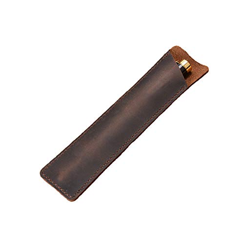 Daimay Cuero de caballo loco Sostenedor de la caja de la pluma Fuente hecha a mano Funda protectora de funda protectora para Bolígrafo, Stylus Touch Pen - Marron