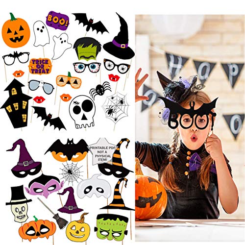 Dancepandas Halloween Foto Prop 34PCS Cabina De Fotos Photo Booth Props Halloween Creativo Photocall Para Fiestas De Disfraces Boda Cumpleaños Navidad Halloween Año Nuevo y Otro Diferentes Ocasiones