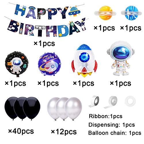 Decoraciones de Fiesta Temáticas del Espacio Exterior, NALCY Astronaut Foil Balloon Espacial Cohete Globo Dibujos Animados Globos para Niño Cumpleaños Baby Shower