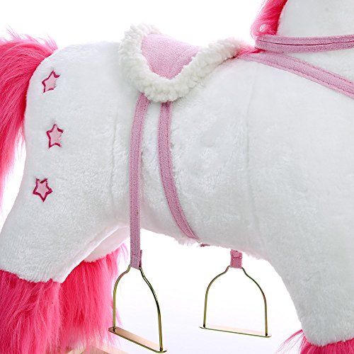 Deuba Balancín Mecedora Unicornio a báscula con Sonido Estructura de Madera Juguete sillín de Montar Peluche niños 3+ años