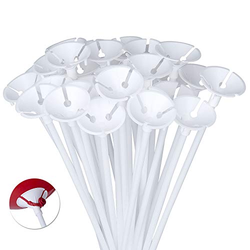 Diealles 100 piezas Globos Palos Soportes para la Boda, Fiesta y Decoraciones,40CM - Blanco, Reutilizable