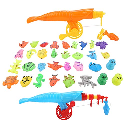 Dilwe Juguete de Pesca magnético, 39 unids / Set Pesca magnética Fish Fish Fish Net Set Juego de Juego Juguetes Educativos de Regalo para Bebés y Niños