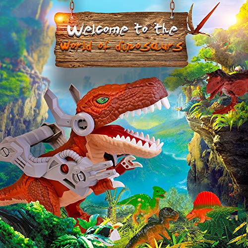 Dinosaurios Juguetes Grande con 4 Figuras Dinosaurios y Coches de Juguete Tyrannosaurus Rex Maqueta Decoración de Dinosaurio Regalo de Cumpleaños para Niños Niñas 3 4 5 Años+