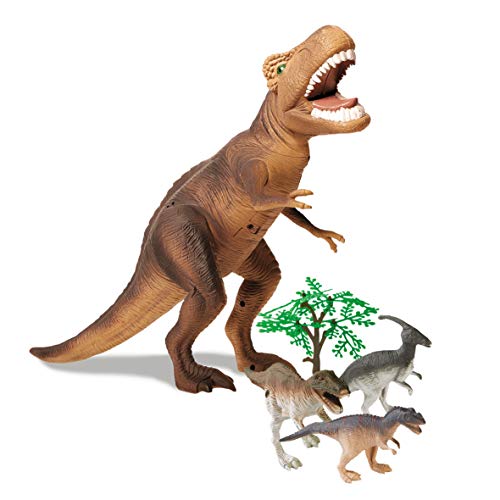 Discovery-T Set de 5 Piezas, Juego niños, Animales plastico, tiranosaurio, Dinosaurio Juguete, indominus Rex, Color marrón, (6000102)