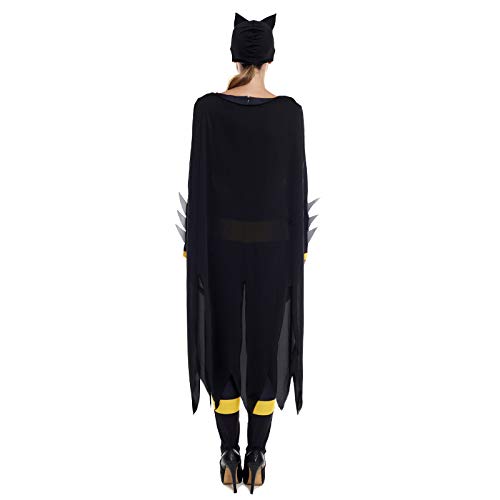 Disfraz Superheroína Mujer Bat Girl Murciélago Capa Máscara【Tallas Adulto S a L】[Talla L] | Disfraces Mujer Superhéroes Carnaval Halloween Regalos Chicas Cosplay Cómics