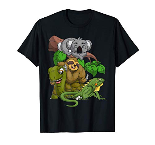 Divertido Coala Perezoso Tortuga Iguana Escuadra Zoo Animal Camiseta