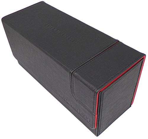 docsmagic.de Premium Magnetic Tray Long Box Black/Red Small - Card Deck Storage - Caja de Almacenaje Negra/Roja