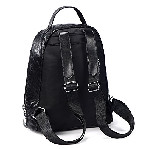 DonDon Mujeres Mochila de Piel PU con Remaches Estrella Negro