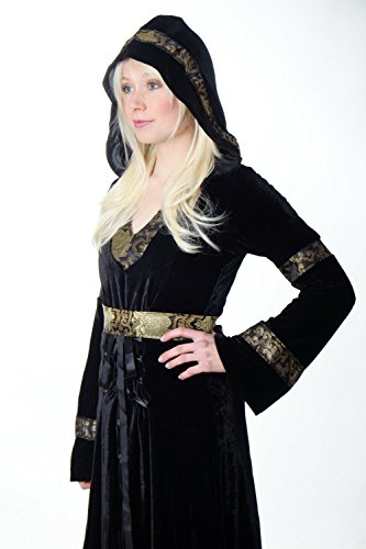 dressmeup - K50/46 Disfraz Mujer Vestido Largo Noble Hada Cuentos Medieval Negro Cosplay K50 Talla: 46/ XL