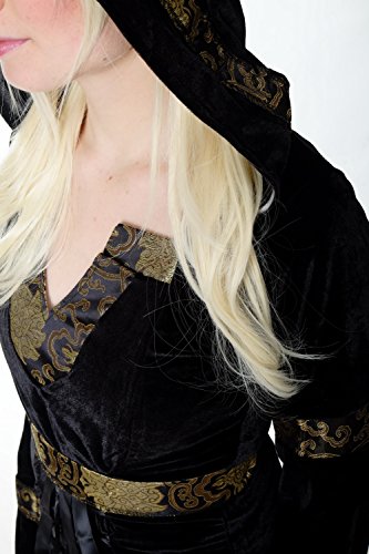 dressmeup - K50/46 Disfraz Mujer Vestido Largo Noble Hada Cuentos Medieval Negro Cosplay K50 Talla: 46/ XL