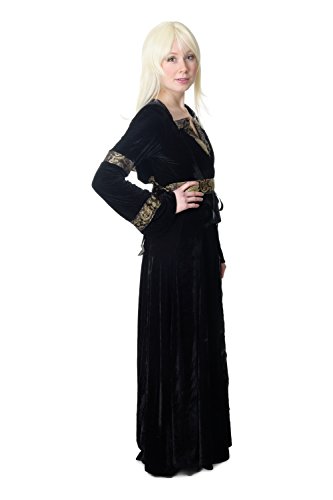 dressmeup - K50/46 Disfraz Mujer Vestido Largo Noble Hada Cuentos Medieval Negro Cosplay K50 Talla: 46/ XL