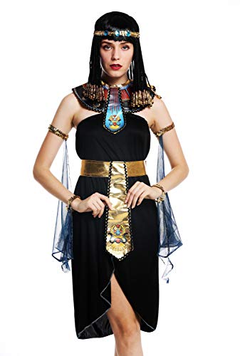 dressmeup - W-0264-S/M Disfraz Mujer Feminino Halloween Cleopatra Egipto Reina faraón Negro Talla S/M