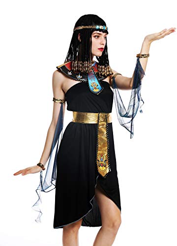 dressmeup - W-0264-S/M Disfraz Mujer Feminino Halloween Cleopatra Egipto Reina faraón Negro Talla S/M