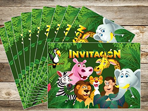 Edition Colibri 10 Invitaciones en español “Animales del ZOOLÓGICO“: Juego de 10 Invitaciones para el cumpleaños Infantil en el zoológico / Parque Safari / casa en el Bosque lluvioso (10968 ES)