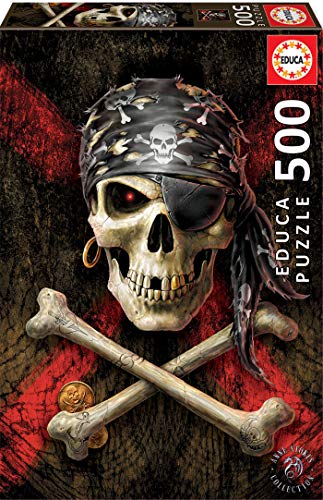 Educa Borras - Genuine Puzzles, Puzzle 500 piezas, Calavera pirata (17964)