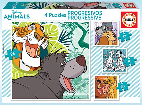 Educa- Disney Animals 2 Conjunto de Puzzles Progresivos, Multicolor (18628)